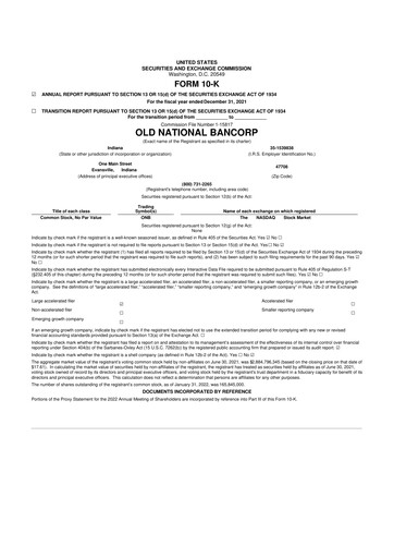 Thumbnail Old National Bank
 10-K Annual Report 2021