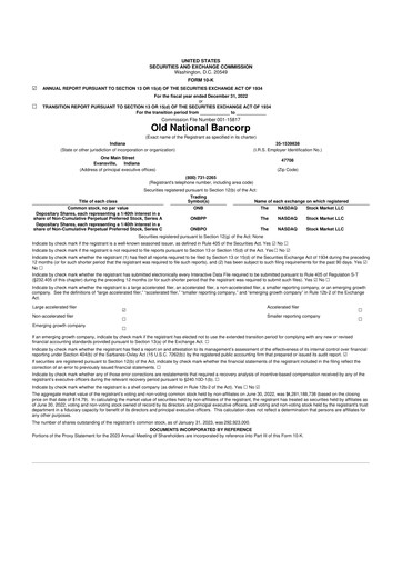 Thumbnail Old National Bank
 10-K Annual Report 2022