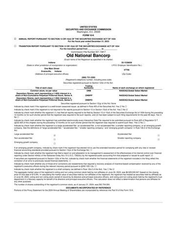 Thumbnail Old National Bank
 10-K Annual Report 2023