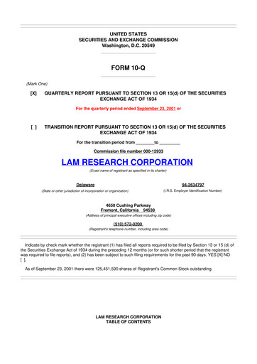 Vorschaubild Lam Research 10-Q Quartalsbericht  