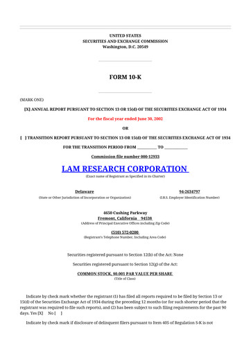 Thumbnail Lam Research 10-K Annual Report 