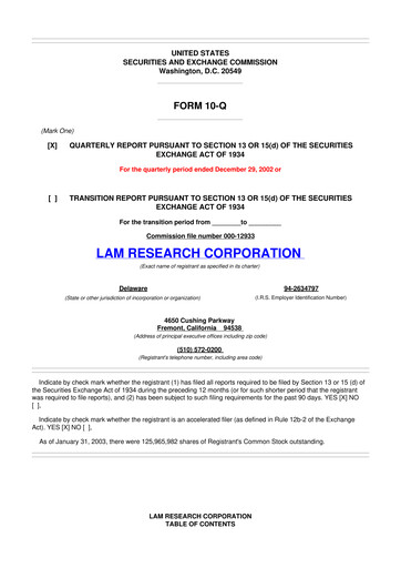 Vorschaubild Lam Research 10-Q Quartalsbericht  