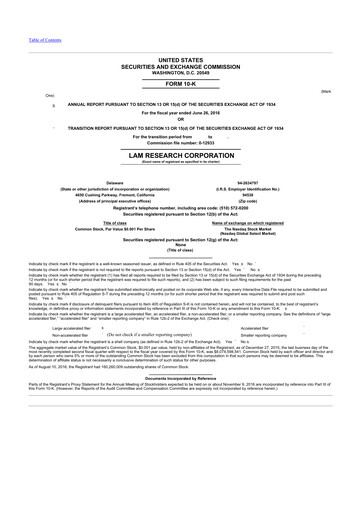 Thumbnail Lam Research 10-K Annual Report 2016