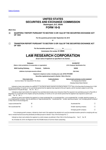 Vorschaubild Lam Research 10-Q Quartalsbericht 2020 