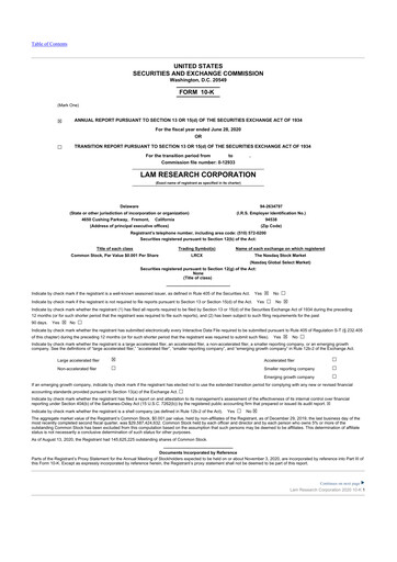 Thumbnail Lam Research 10-K Annual Report 2020