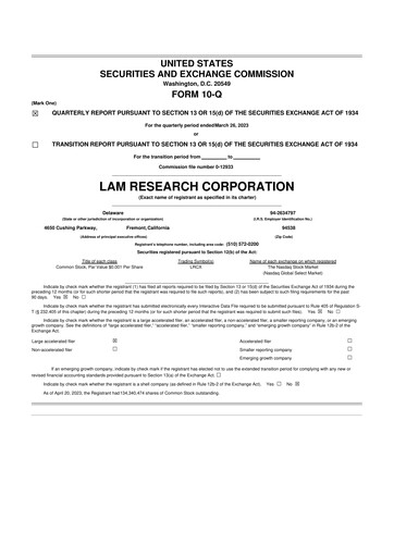 Vorschaubild Lam Research 10-Q Quartalsbericht 2023 