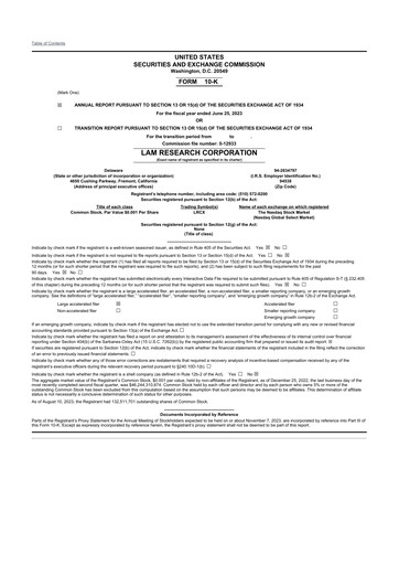 Thumbnail Lam Research 10-K Annual Report 2023