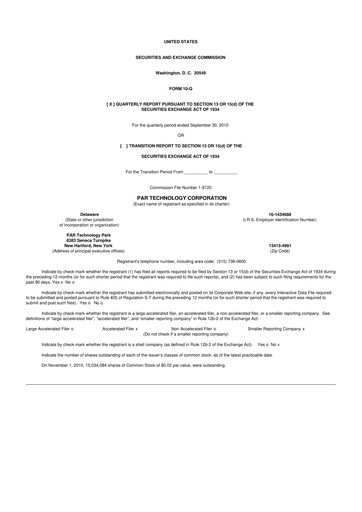 Thumbnail PAR Technology 10-Q Quarterly Report FY 