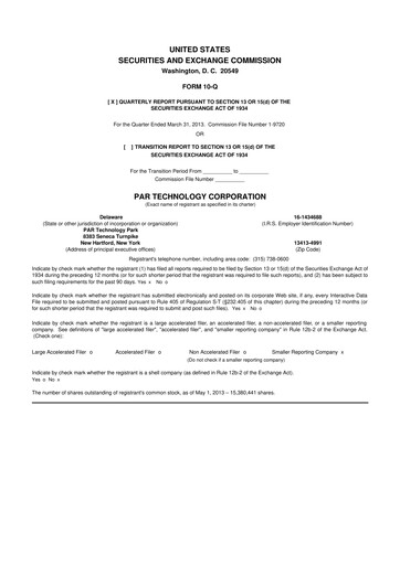 Thumbnail PAR Technology 10-Q Quarterly Report FY2013 