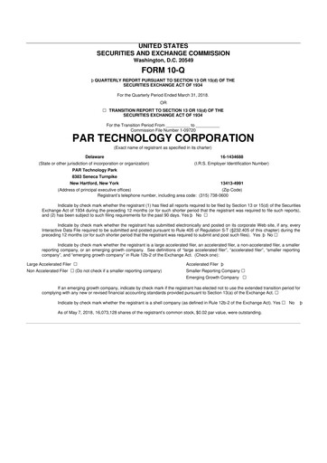 Thumbnail PAR Technology 10-Q Quarterly Report FY2018 