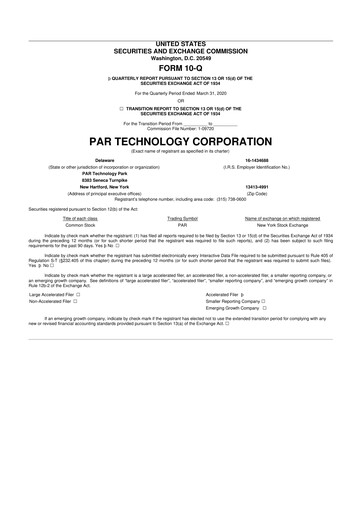Thumbnail PAR Technology 10-Q Quarterly Report FY2020 