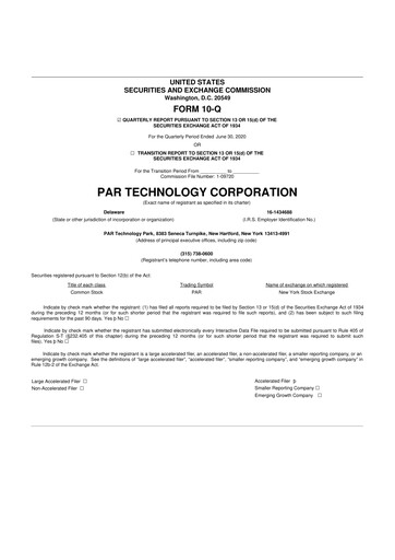 Thumbnail PAR Technology 10-Q Quarterly Report FY2020 