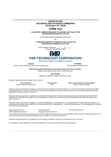 Thumbnail PAR Technology 10-Q Quarterly Report FY2021 