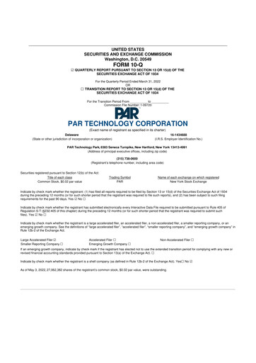 Thumbnail PAR Technology 10-Q Quarterly Report FY2022 