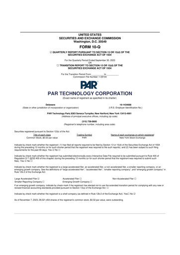Thumbnail PAR Technology 10-Q Quarterly Report FY2023 
