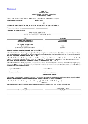 Thumbnail First Financial Bank
 10-Q Quarterly Report FY2017 