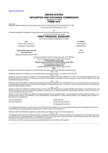 Thumbnail First Financial Bank
 10-K Annual Report 2017