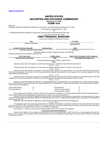 Thumbnail First Financial Bank
 10-K Annual Report 2021