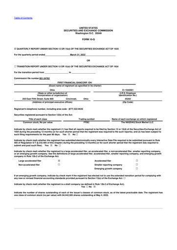 Thumbnail First Financial Bank
 10-Q Quarterly Report FY2022 