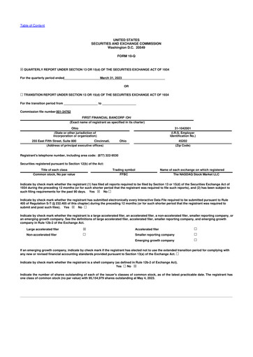 Thumbnail First Financial Bank
 10-Q Quarterly Report FY2023 