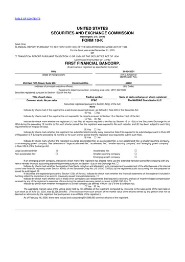 Thumbnail First Financial Bank
 10-K Annual Report 2025