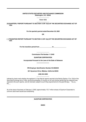 Thumbnail Quantum Corporation 10-Q Quarterly Report FY 