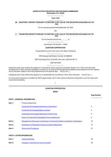 Thumbnail Quantum Corporation 10-Q Quarterly Report FY 