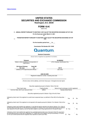 Vorschaubild Quantum Corporation 10-K Jahresbericht 2021