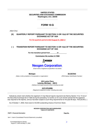 Thumbnail Neogen 10-Q Quarterly Report FY 