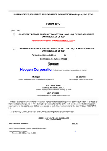 Vorschaubild Neogen 10-Q Quartalsbericht  