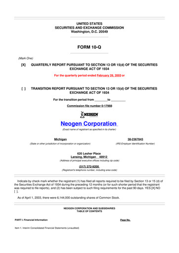 Vorschaubild Neogen 10-Q Quartalsbericht  