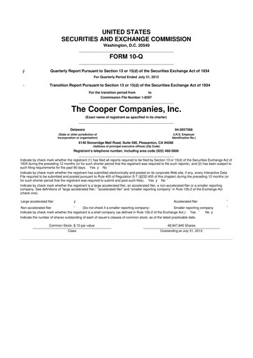 Vorschaubild Cooper Companies 10-Q Quartalsbericht 2013 