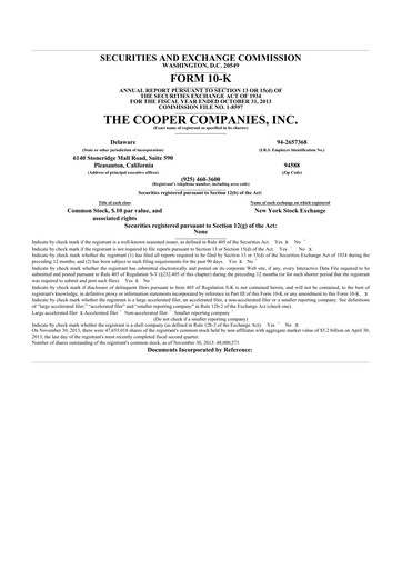 Thumbnail Cooper Companies 10-K Annual Report 2013