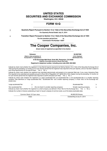 Vorschaubild Cooper Companies 10-Q Quartalsbericht 2014 