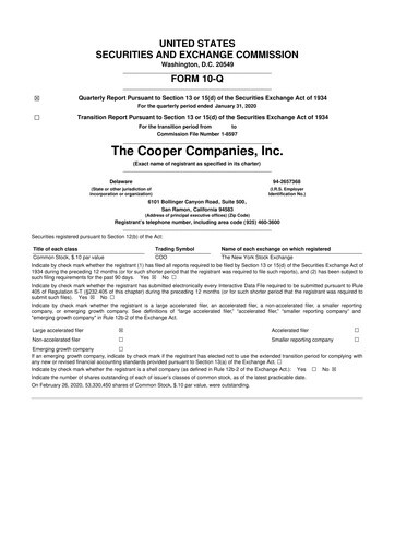 Vorschaubild Cooper Companies 10-Q Quartalsbericht 2020 