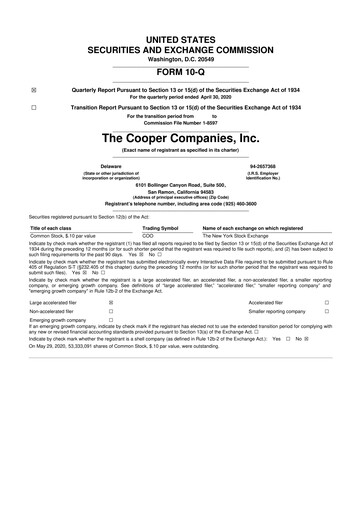 Vorschaubild Cooper Companies 10-Q Quartalsbericht 2020 