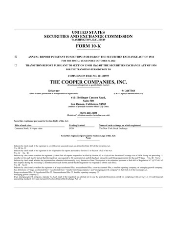 Thumbnail Cooper Companies 10-K Annual Report 2022