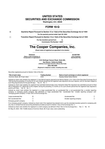 Vorschaubild Cooper Companies 10-Q Quartalsbericht 2024 