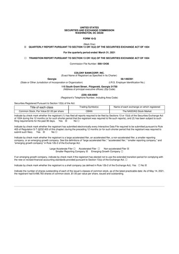 Vorschaubild Colony Bankcorp 10-Q Quartalsbericht 2021 