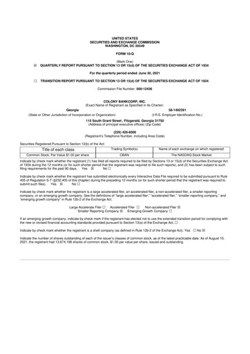 Vorschaubild Colony Bankcorp 10-Q Quartalsbericht 2021 