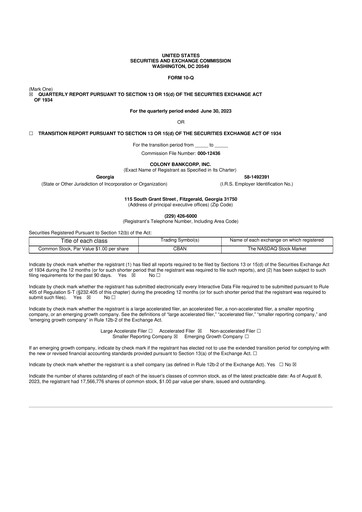 Vorschaubild Colony Bankcorp 10-Q Quartalsbericht 2023 