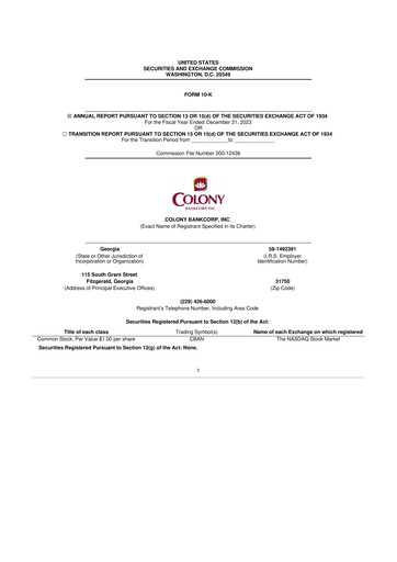 Vorschaubild Colony Bankcorp 10-K Jahresbericht 2023