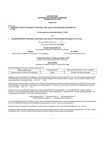 Vorschaubild Colony Bankcorp 10-Q Quartalsbericht 2025 