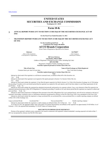 Thumbnail Acco Brands 10-K Annual Report 2012