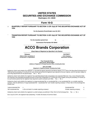 Thumbnail Acco Brands 10-Q Quarterly Report FY2014 