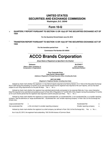 Thumbnail Acco Brands 10-Q Quarterly Report FY2015 