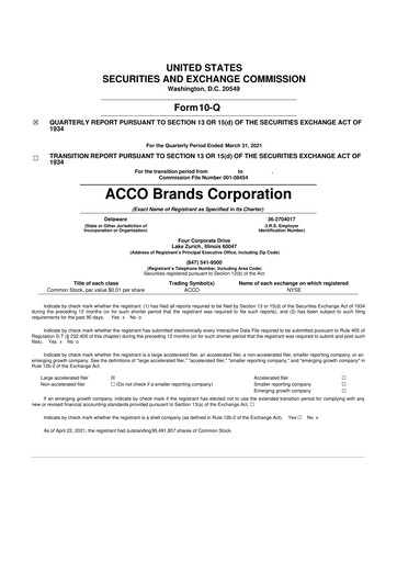 Thumbnail Acco Brands 10-Q Quarterly Report FY2021 