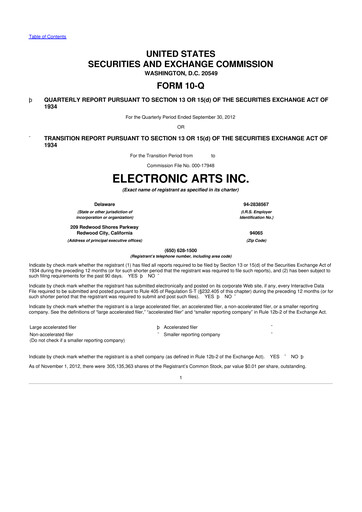 Thumbnail Electronic Arts 10-Q Quarterly Report FY2013 