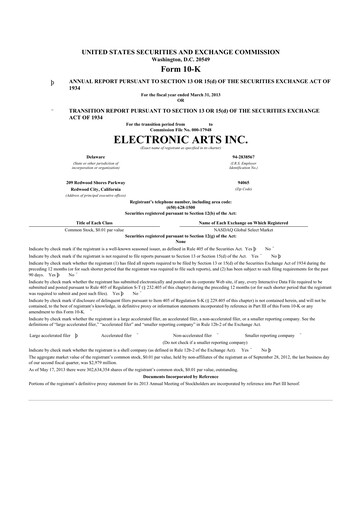 Thumbnail Electronic Arts 10-K Annual Report 2013