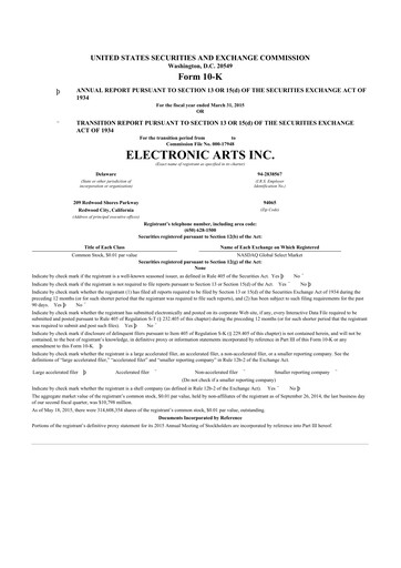 Thumbnail Electronic Arts 10-K Annual Report 2015